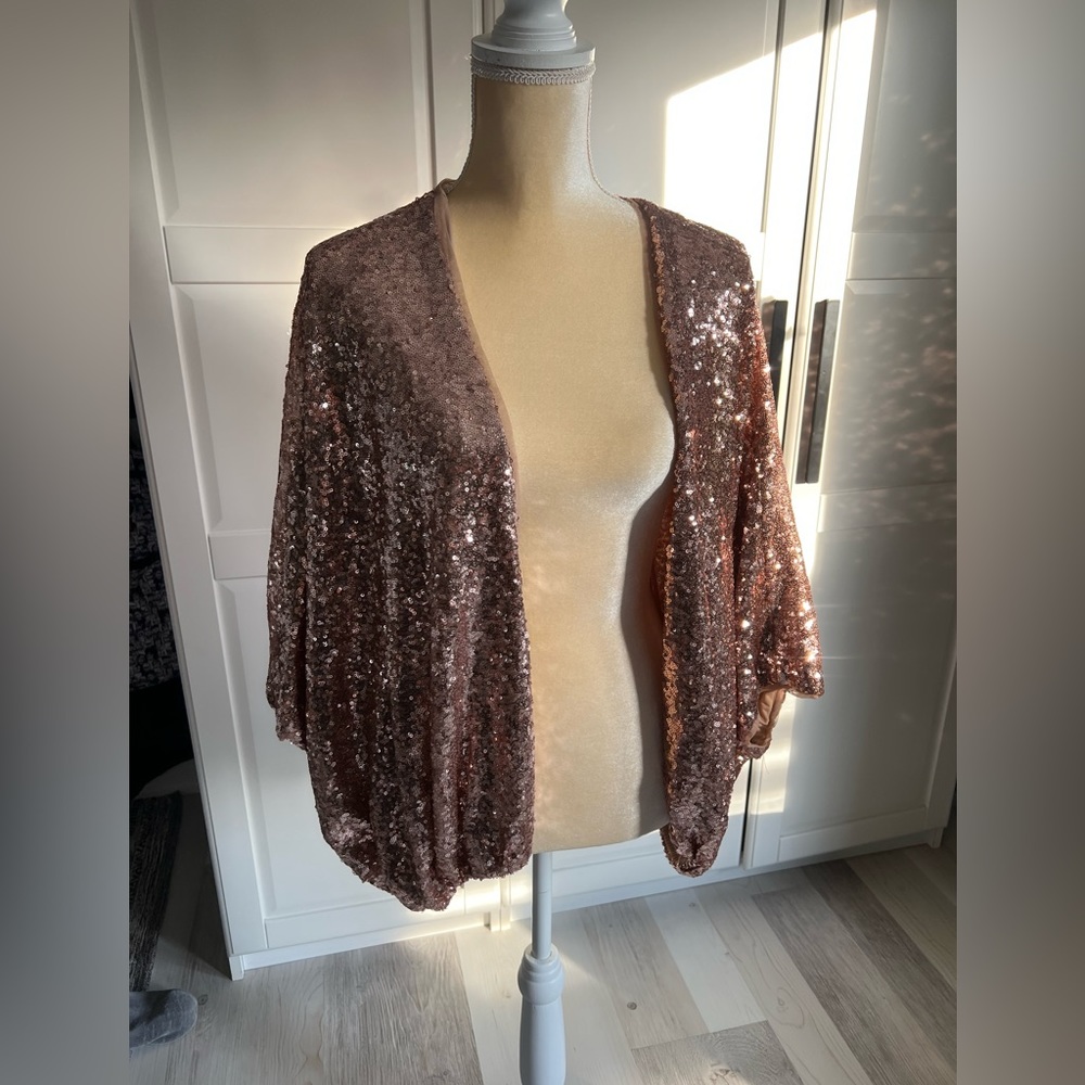 Rose gold sequin cardigan